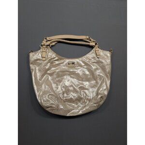 Coach Madison Op Art Metallic Hobo Shoulder Bag Gold Satin